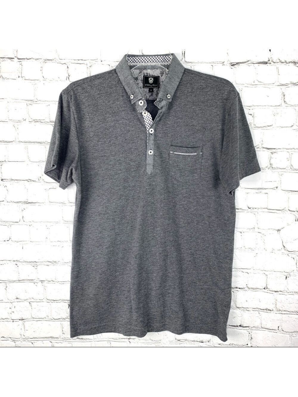 EUC-STEEL & Jelly London Short Sleeve, Pocket, Collar Two Tone Gray Polo Shirt